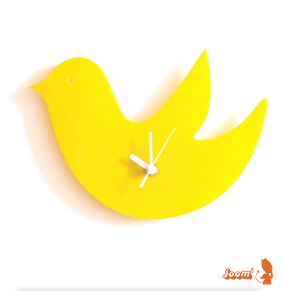 Sunny Flower Yellow Birdie Wall Hanging Clock