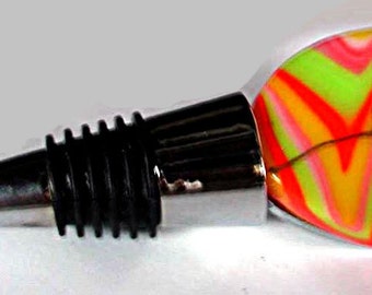 Gold Flower on Fused Glass Bottle Stopper 122