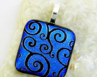 Dichroic Fused Glass Pendant - Squiggles Fused Glass Pendant