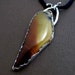 On a Wing Necklace - Mookiate Jasper and Sterling Silver Pendant with a Silk Cord Necklace