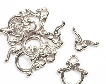 Sterling Silver Clasp Toggle Big Oval Jewelry Closure 925