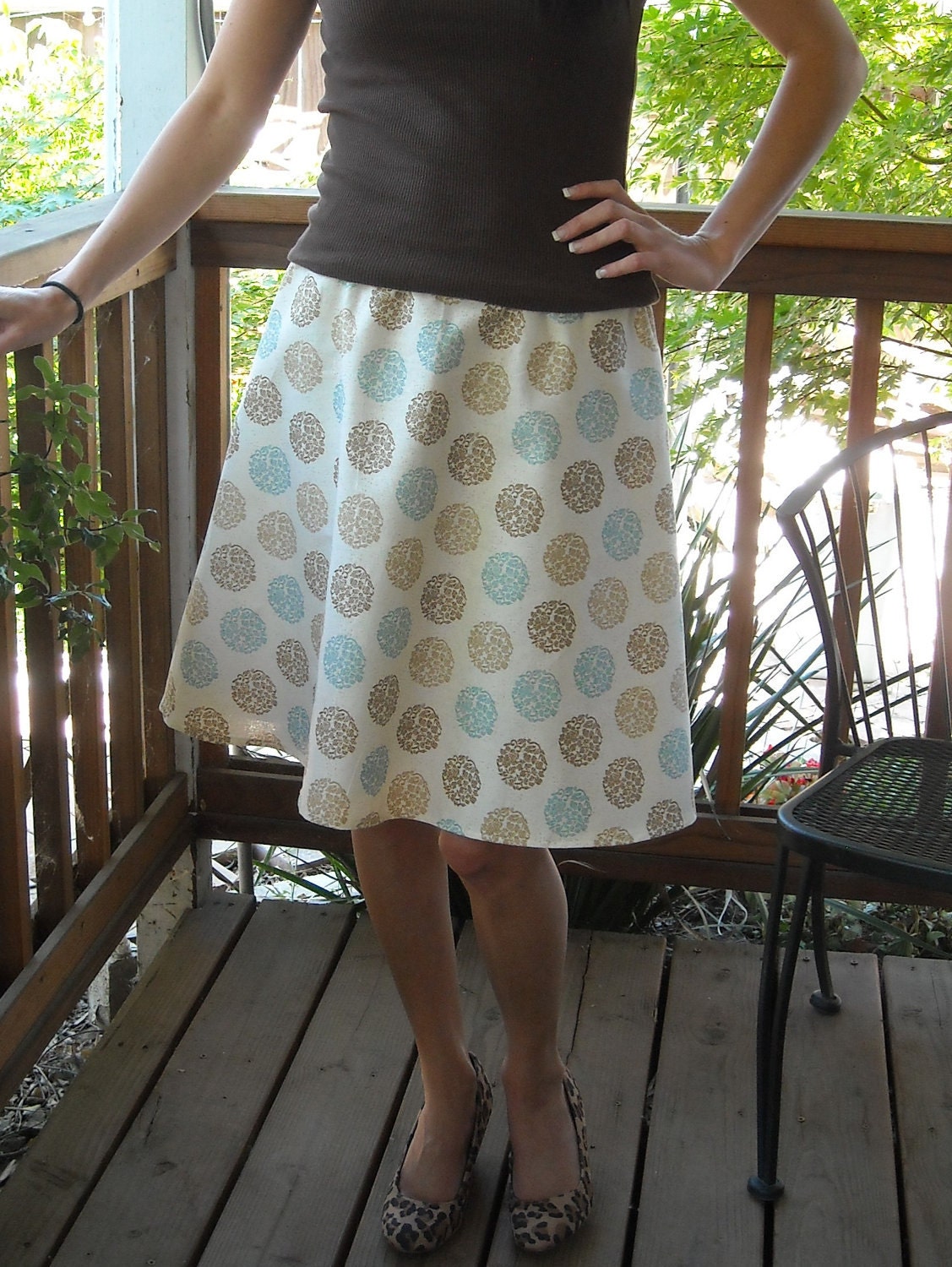 Aline Skirt Knee Length Ready to Ship Cotton Skirt by TallGiraffe