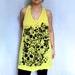 Yellow Trapeze Tank Dress with El Dia de los Muertos Screenprint - Large