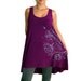 SALE -Perfect Magenta Tank Dress with Grey Painted Flowers Screenprint - Small