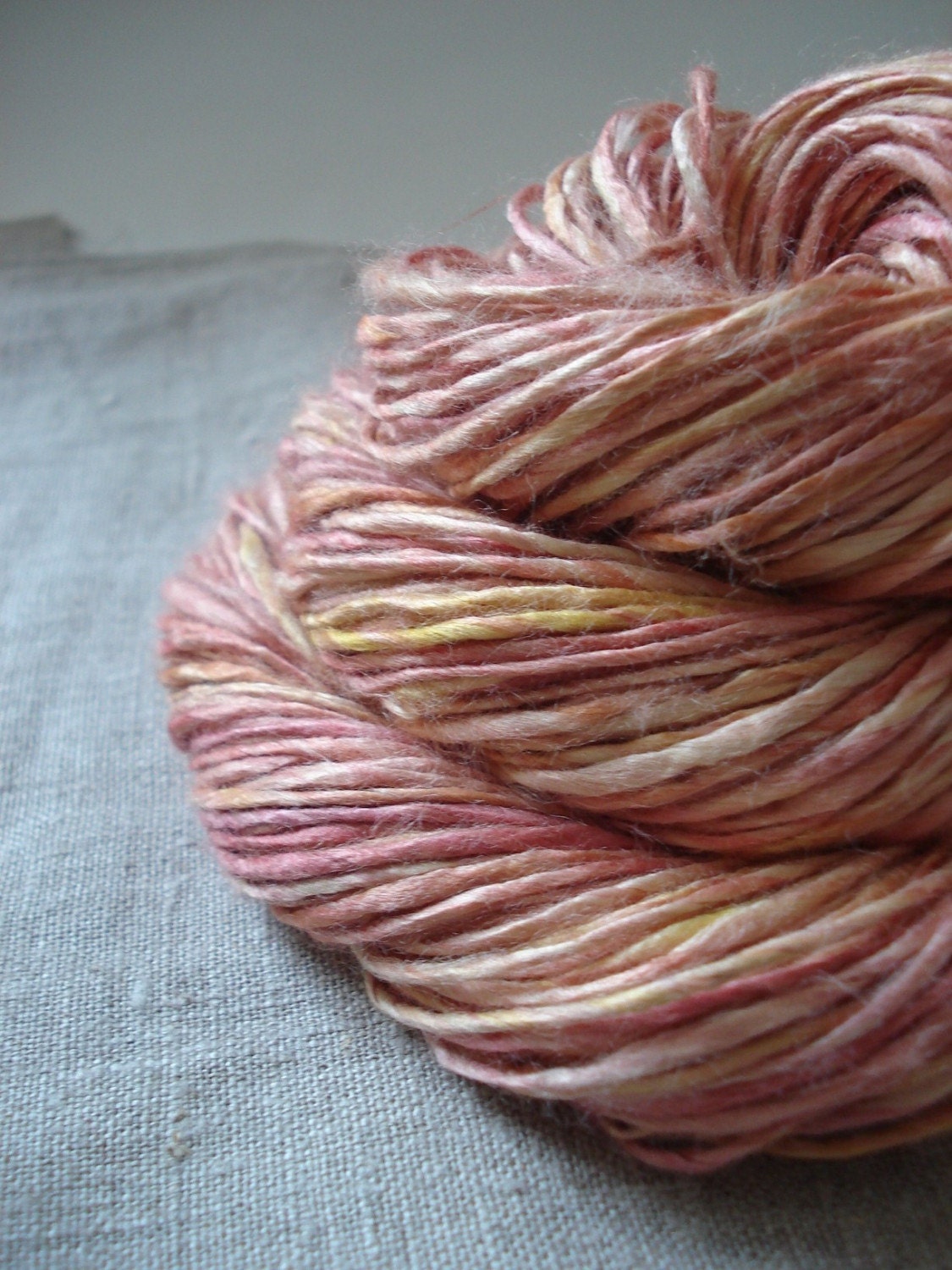 Sunrise handspun VEGAN soy silk yarn by Snowberrylime on Etsy