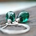 Emerald Green Gemstone Earrings . Sterling Silver Smooth Teardrop Wire-Wrapped Big Jewelry