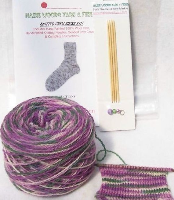 Sock Yarn Knitting Kit With Needles Colorway by TheWooleyWhale
