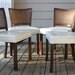 Danish Mid Century Modern Set of 4 Dining Chairs Cane Backs Walnut Wood White Leather Like Cushion Seats
