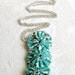 RESERVED Poppies on Teal - fabric sculpture necklace, totem style