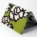 Business Card Case Holder Wallet - Lime Green Brown and Cream Floral