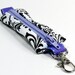 Lip Balm Cozy Zipper Key Chain - Black & White Damask