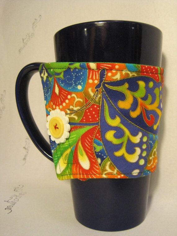 Colorful Quilted Coffee Cozy Velcro Close with by