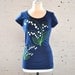 SALE Lily of the Valley, Botanical Design, Navy U-Neck Tee, Hand Screen Printed by Maryink