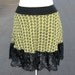 Black Rose LICHTENSTEIN Punk Mini Skirt 1970s vintage fabric skirt gypsy lace Sm Med Large XL XXL womens plus size blacklight toxic yellow