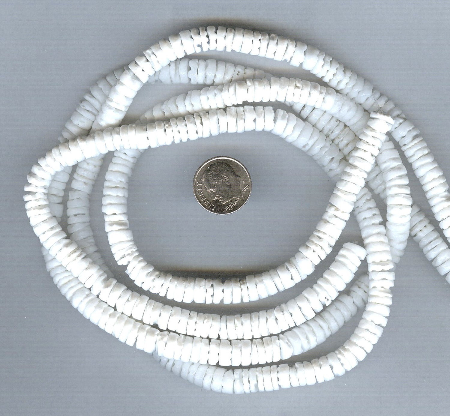 Pure White Clam Shell Heishi Beads 7-7.5MM 24 Strand AA