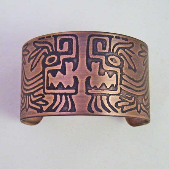 Copper Cuff Bracelet Mexican Dragon Men's L