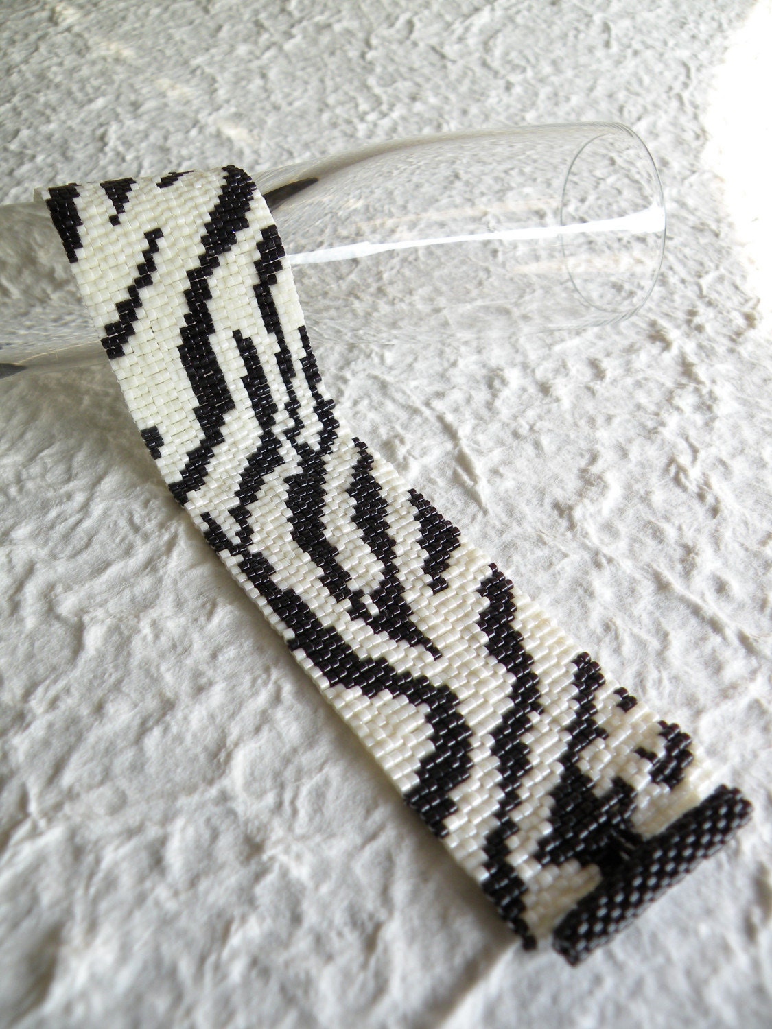 Zebra Peyote Cuff Bracelet