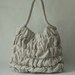 Ruffled linen handbag in variegated natural