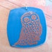 Copper Owl - Teal Polymer Clay Pendant