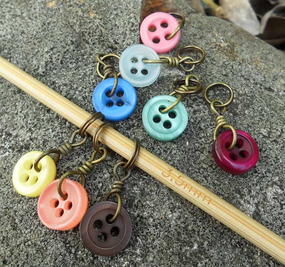 Extra Small Knitting Stitch Markers Button It set of 8