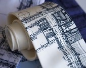 Detroit Blueprint necktie. Architect gift. Men's silk tie. Silkscreened "Cass Tech Detroit." navy blue print. Detroit Blueprint necktie. Architect gift. Men's silk tie. Silkscreened "Cass Tech Detroit." navy blue print.