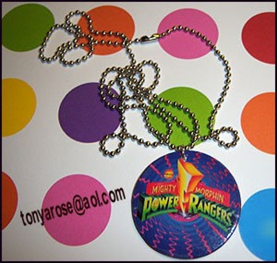 Mighty Morphin Power Ranger Pog Necklace Yellow Ranger