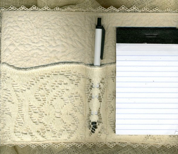Notepad cover Organizer for notepad with pen and lace pockets