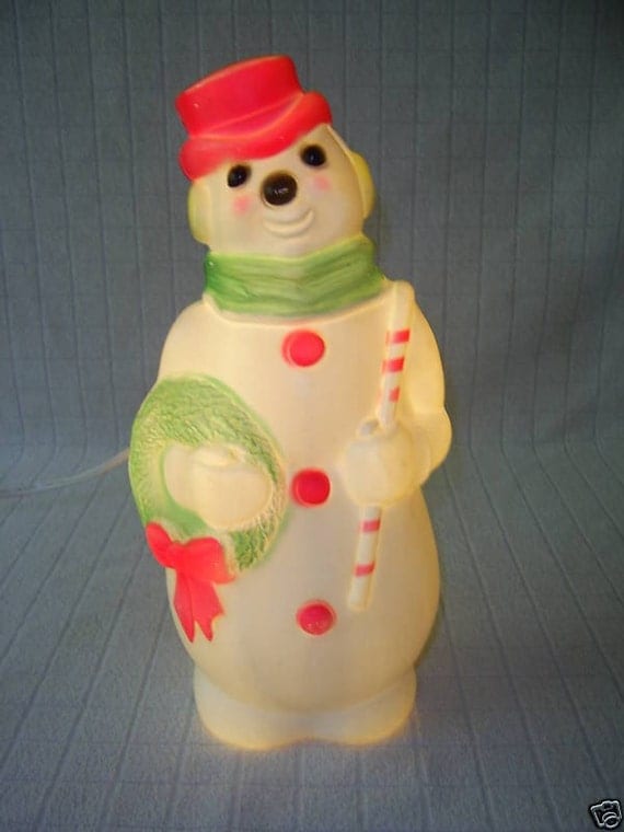 Vintage Empire Light Up Snowman Blow Mold Pink Accents