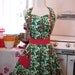 Apron Retro Style Sweetheart Neckline Christmas Cardinal Birds and Hollies MAGGIE Full Apron