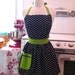 Retro Polka Dot Apron Black and White with Lime Green Full Apron CHLOE