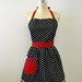 Apron Retro Polka Dot Black and White with Red CHLOE