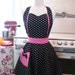 Retro Apron Sweetheart Neckline Black and White Polka Dot with HOT PINK Full Apron MAGGIE
