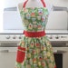 Apron Retro Style Teapots and Teacups on Green CHLOE Full Apron