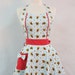 Apron Retro Style Sweetheart Neckline Blue Strawberry Patch Full Apron MAGGIE