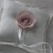 Linen Ivory Soft Pink Rose Ring Bearer Pillow handmade ready to ship