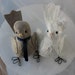 Wedding Love birds Cake topper - Bird cake topper in Natural and Ivory linen lace fabric Made to order