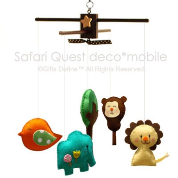 Musical Baby Mobile SAFARI QUEST V1 with Artist by GiftsDefine