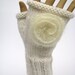 Knitted Fingerless Mitts luxury cashmere merino wool kid mohair silk beaded flower - Vanilla Flora