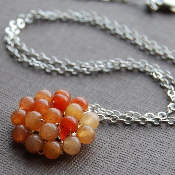 Items similar to Berry Pendant - Sterling Silver - Peach Aventurine on Etsy