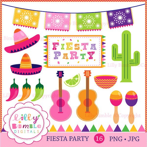 Fiesta Party Clipart For Invitations Cards And Party Decor