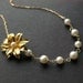 Gold Flower Necklace, Pearl Necklace, Vintage Gold Flowers, Pearl Wedding Necklace, Bridesmaids Necklace, Wedding Jewelry, SOFIA