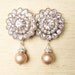 Champagne Pearl Bridal Earrings, Vintage Style Bridal Wedding Earrings, Champagne Pearl Wedding Earrings, VICTORIA