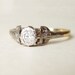 Art Nouveau Solitaire Diamond and Platinum 18k Gold Ring Size US 5.75