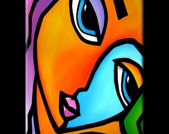 Abstract painting Modern pop Art Contemporary large colorful Portrait FACE by Fidostudio