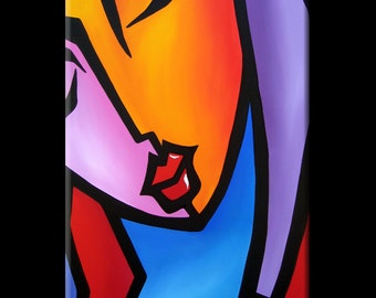 Original Abstract painting Modern pop Art Contemporary large Portrait FACE by Fidostudio - Precision