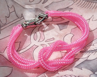 Hope ... Bracelet . Pink Frost . Knotted . Breast Cancer Awareness . Magnetic Clasp . Feminine . Ndebele Rope . Beadwoven