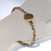 Button It ... Bracelet . Color Me Pretty . Skinny . Thin . Beadwoven . Tubular Herringbone . Vintage Button . Simple . Multicolor . Rainbow