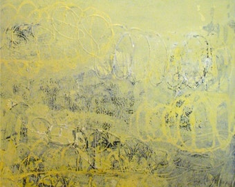 Original Painting Abstract Acrylic Mixed Media Large Art by Aisyah Ang 28x36x1.5 inches with Cert