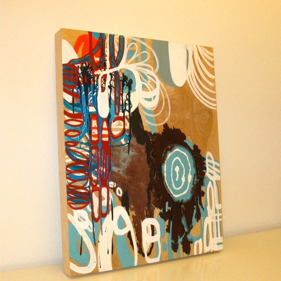 Original Painting Abstract Mixed Media Wood Art by Aisyah Ang