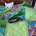 ON SALE--Cat Blanket with Green Squiggles